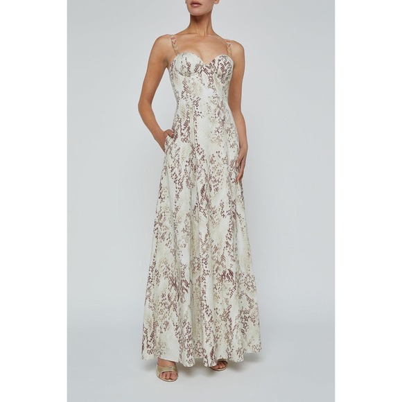 L'AGENCE Dresses & Skirts - NWT L'Agence Sutton Beaded Strap Maxi Dress in Light Sage Multi Desert Snake - 0